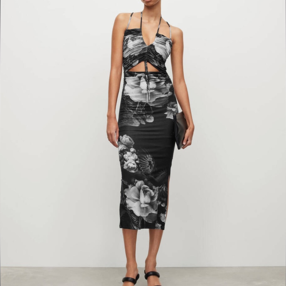 ALL SAINTS Amaya Valley Cut-Out Midi Dress